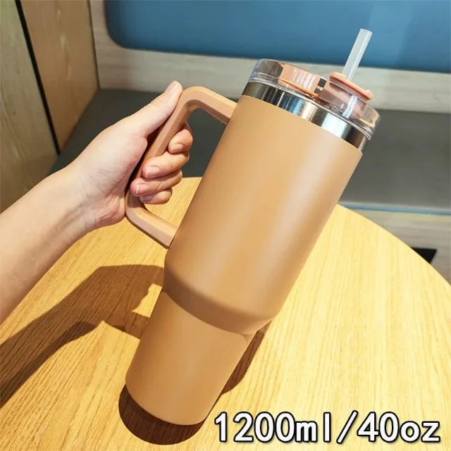 40oz 304 stainless steel vacuum insulated water cup with handle, straw cover, car portable sports travel cup leak proof design - Image 9