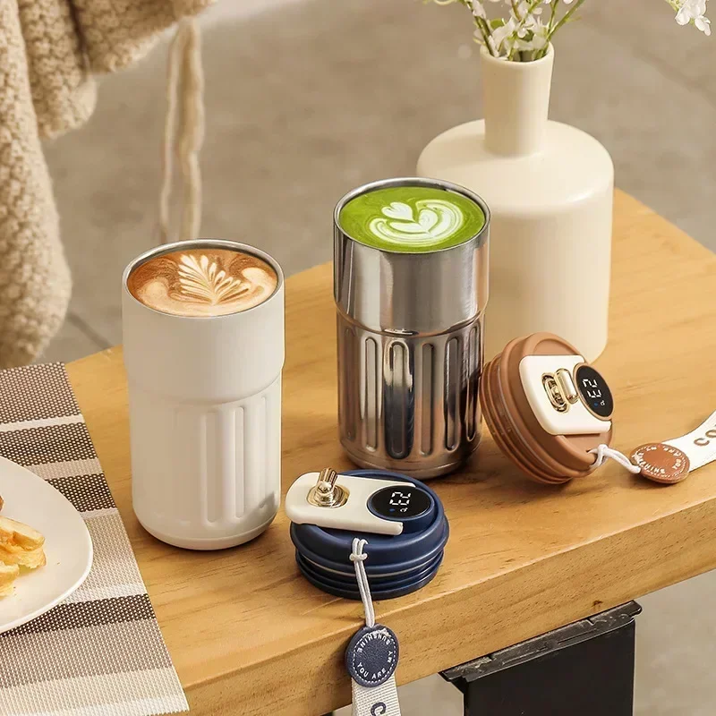 450ml Stainless Steel Coffee Cup Temperature Insulated Thermal Cup Water Bottle Warm Mug Display Intelligent Car Mounted Gifts - Image 2