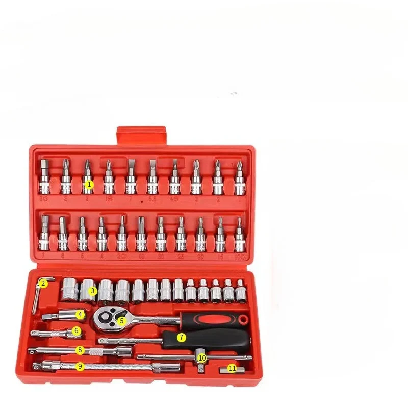 46pcs Car Repair Tool Kit Socket Set Car Repair Tool Ratchet Torque Wrench Combo Auto Repairing Tool Set - Image 3