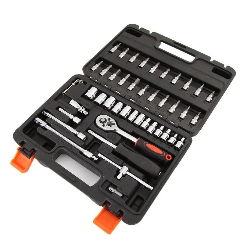 46pcs Socket Ratchet Car Repair Tool Wrench Set Head Ratchet Pawl Socket Spanner Screwdriver Professional Metalworking Tool Kit - Image 7
