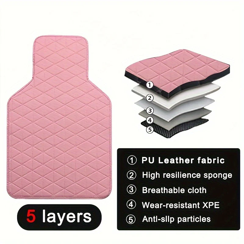 4pcs Car Floor Mats Waterproof PU Leather Universal Car Mats, Simple Design for Men And Women Car Interior Accessories - Image 2