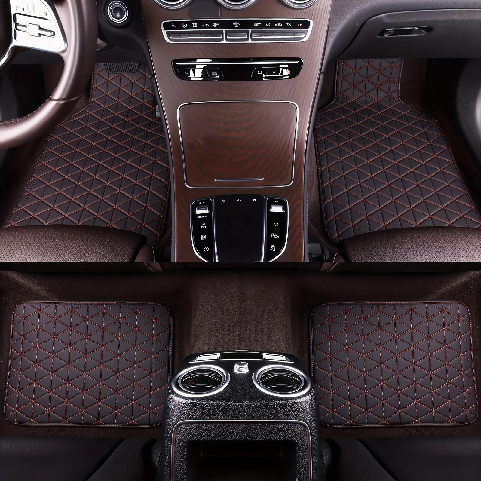 4pcs Car Floor Mats Waterproof PU Leather Universal Car Mats, Simple Design for Men And Women Car Interior Accessories - Image 7