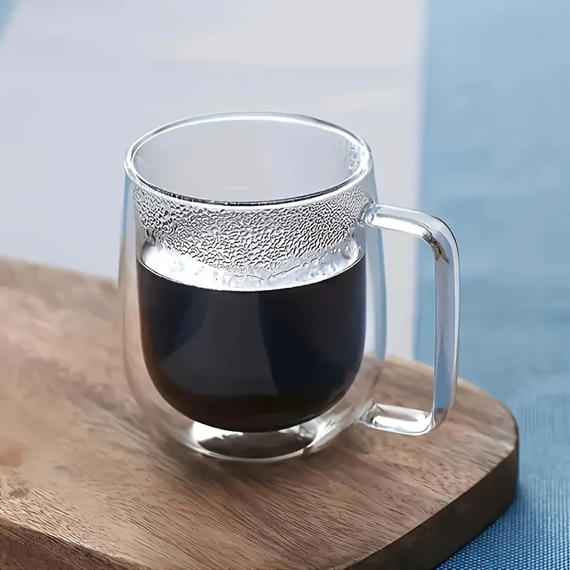 4pcs Set 350ml/11.84oz, With Lid And Spoon, Double-layer Glass Coffee Cup, Insulated Glass Coffee Cup, Set Of 4 Coffee Cups, Latte Coffee Cup, Americano, Cappuccino, Tea Bag, Transparent Glass - Image 6