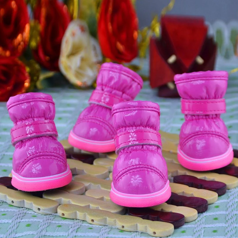 4pcs/set Winter Pet Dog Shoes for Dogs Winter Warm Waterproof Anti-slip Snow Boots - Image 7