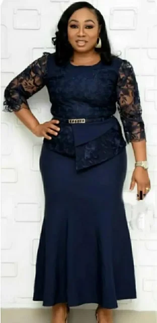 4XL 5XL Plus Size Christmas Dresses Women O Neck 3/4 Sleeve Long Maxi Dress Fashion Lace Patchwork Night Party Dress Vestidos - Image 8