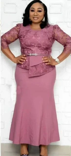 4XL 5XL Plus Size Christmas Dresses Women O Neck 3/4 Sleeve Long Maxi Dress Fashion Lace Patchwork Night Party Dress Vestidos - Image 9