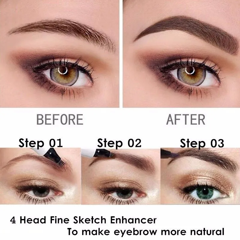 5 Colors Dark Brown 4 Point Liquid Eyebrow Pencil Microblading Waterproof Eyebrow Pencil Tattoo Eyebrow Pen Makeup - Image 5