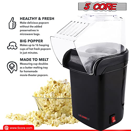 5 Core Hot Air Popcorn Popper 1200W Electric Popcorn Machine Kernel Corn Maker, Bpa Free, 16 Cups, 95% Popping Rate, 3 Minutes Fast, No Oil Healthy Snack for Kids Adults, Home, Party & Gift POP B - Image 2