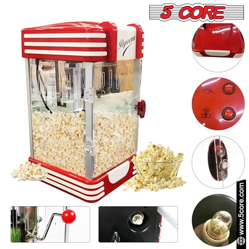 5 Core Popcorn Machine Popcorn Maker Machine used in Home Movie Theater Style Popcorn Popper 4 Oz Antique 300 Watts Big Grande Size POP 850 - Image 2