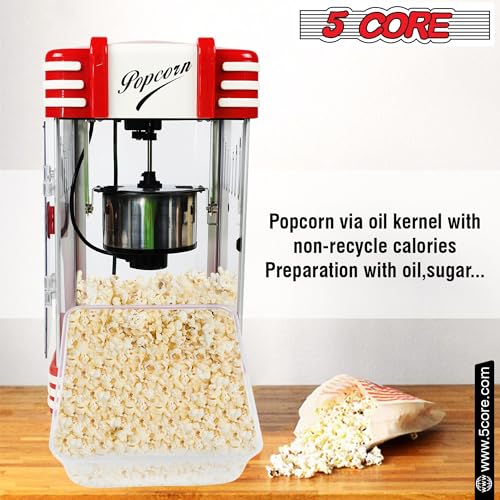 5 Core Popcorn Machine Popcorn Maker Machine used in Home Movie Theater Style Popcorn Popper 4 Oz Antique 300 Watts Big Grande Size POP 850 - Image 5