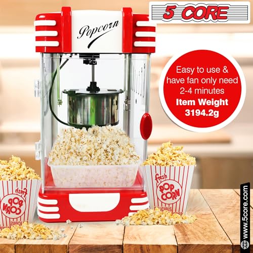 5 Core Popcorn Machine Popcorn Maker Machine used in Home Movie Theater Style Popcorn Popper 4 Oz Antique 300 Watts Big Grande Size POP 850 - Image 7