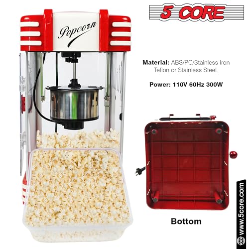 5 Core Popcorn Machine Popcorn Maker Machine used in Home Movie Theater Style Popcorn Popper 4 Oz Antique 300 Watts Big Grande Size POP 850 - Image 8