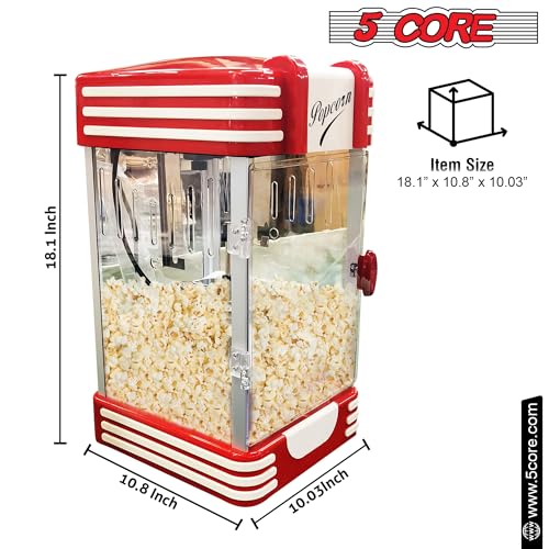 5 Core Popcorn Machine Popcorn Maker Machine used in Home Movie Theater Style Popcorn Popper 4 Oz Antique 300 Watts Big Grande Size POP 850 - Image 9