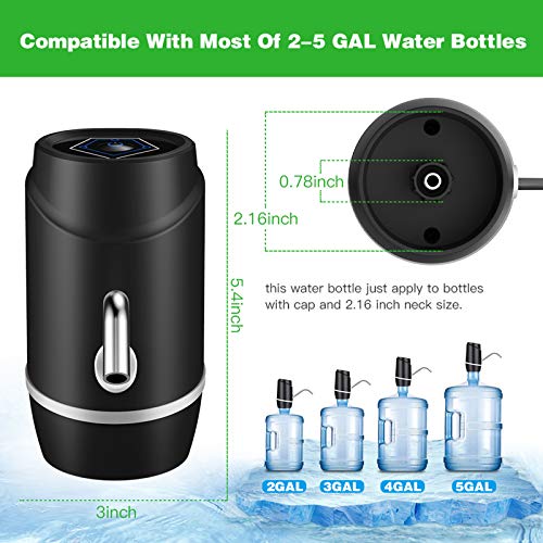 5 Gallon Electric Drinking Portable Water Dispenser, Universal USB Charging Water Bottle Pump For 2-5 Gallon With 2 Silicone - Image 7