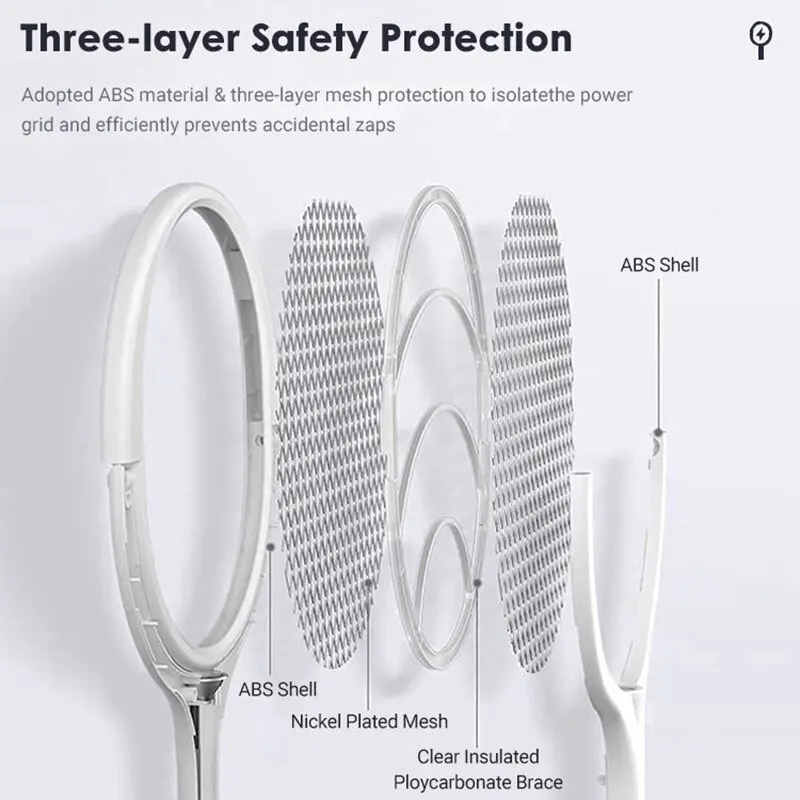 5 In 1 Fast Charging Racket Kill Fly Bug Safety Insulated Battery Powered Lamp ABS Adjustable Electric Mosquito Swatter - Image 3