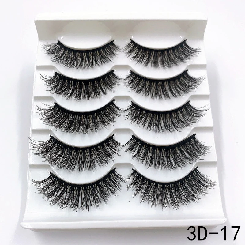 5 Pairs Faux Mink Eyelashes Fluffy Wispy Long Dramatic False Lashes Thick Volume Fake Eyelashes Natural Soft Extension Eyelash - Image 3