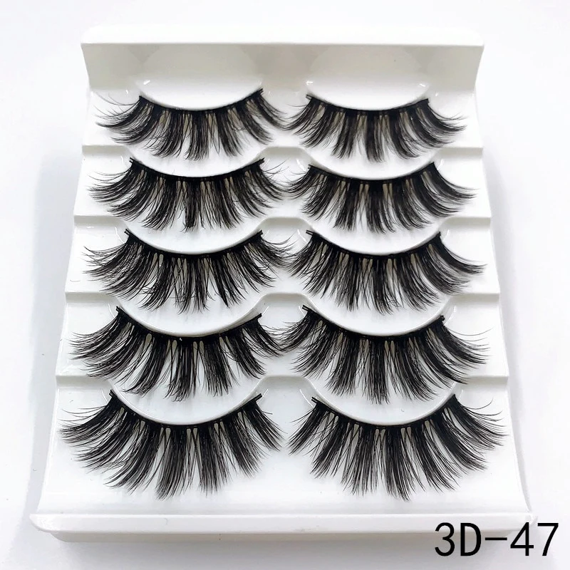 5 Pairs Faux Mink Eyelashes Fluffy Wispy Long Dramatic False Lashes Thick Volume Fake Eyelashes Natural Soft Extension Eyelash - Image 32