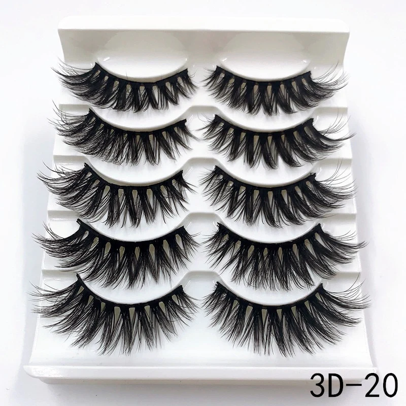 5 Pairs Faux Mink Eyelashes Fluffy Wispy Long Dramatic False Lashes Thick Volume Fake Eyelashes Natural Soft Extension Eyelash - Image 35