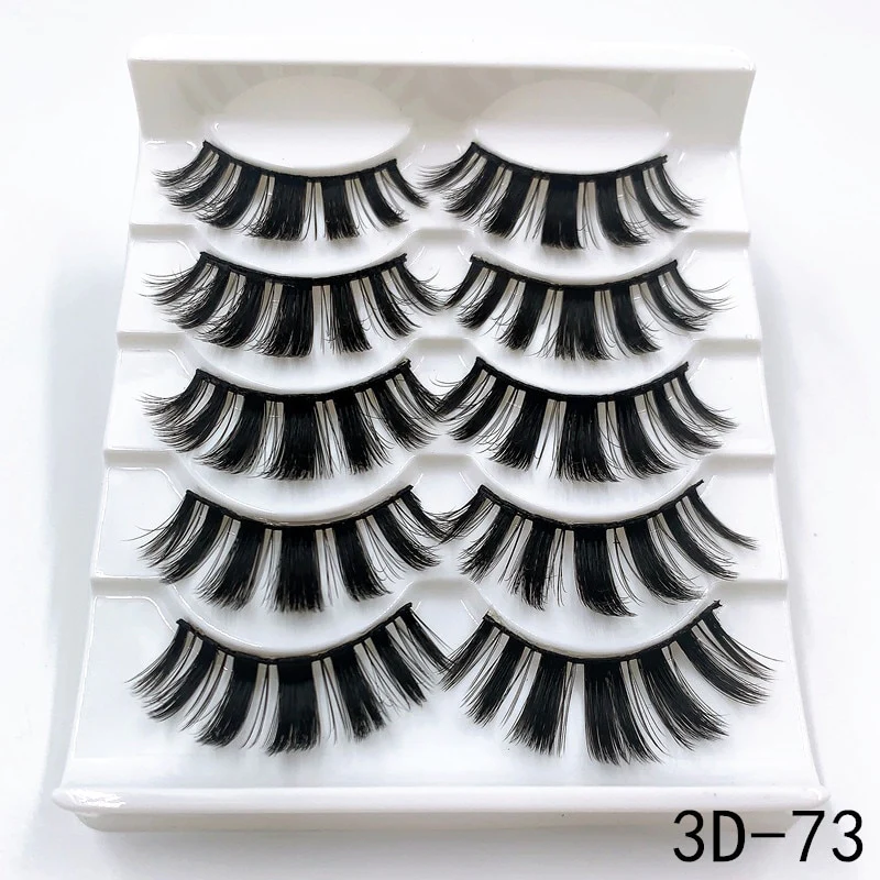 5 Pairs Faux Mink Eyelashes Fluffy Wispy Long Dramatic False Lashes Thick Volume Fake Eyelashes Natural Soft Extension Eyelash - Image 36