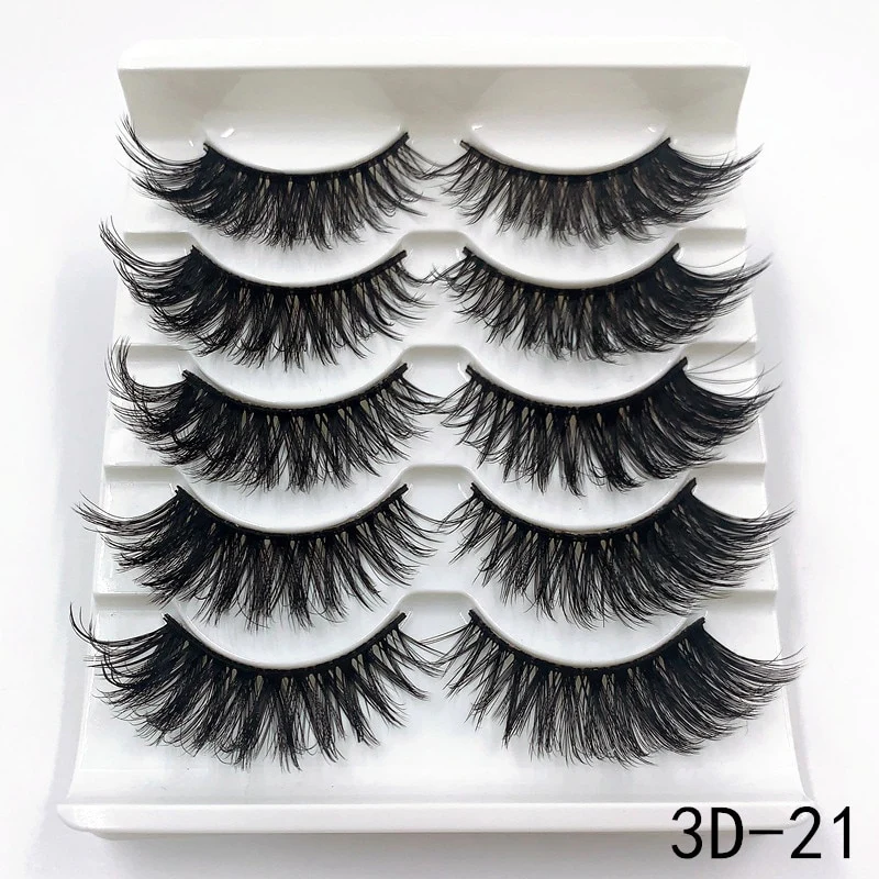 5 Pairs Faux Mink Eyelashes Fluffy Wispy Long Dramatic False Lashes Thick Volume Fake Eyelashes Natural Soft Extension Eyelash - Image 39