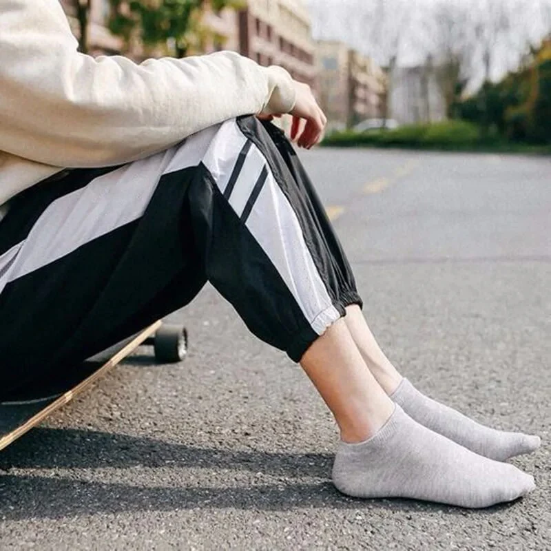 5 Pairs/Lot Low Cut Men Socks Solid Color Black White Gray Breathable Cotton Sports Socks Male Short Socks Women Men - Image 3