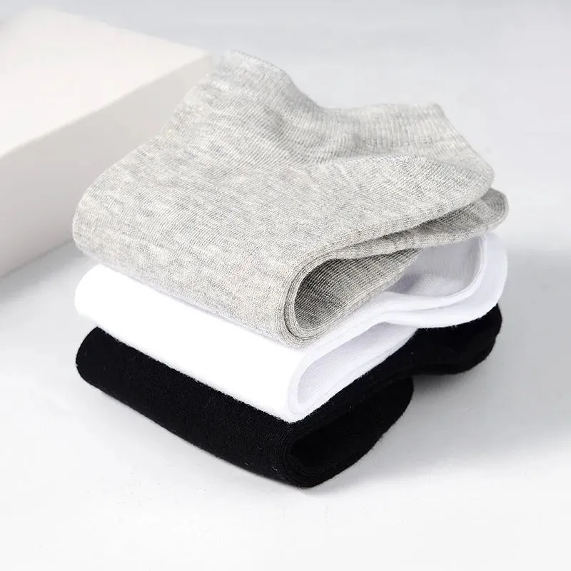 5 Pairs/Lot Low Cut Men Socks Solid Color Black White Gray Breathable Cotton Sports Socks Male Short Socks Women Men - Image 5
