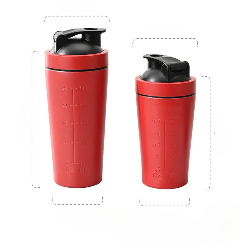500ML/750ML Stainless Steel Protein Powder Shaker Bottle with Steel Ball and Scale Leak Proof Gym Fitness Sport Whey Shakes Cup - Image 11