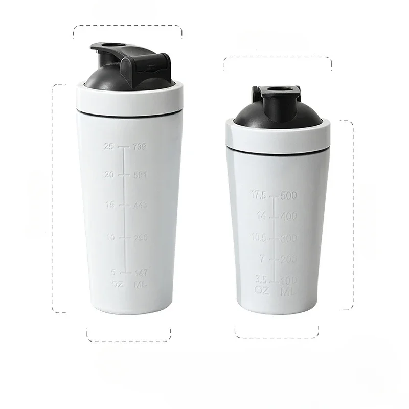 500ML/750ML Stainless Steel Protein Powder Shaker Bottle with Steel Ball and Scale Leak Proof Gym Fitness Sport Whey Shakes Cup - Image 10