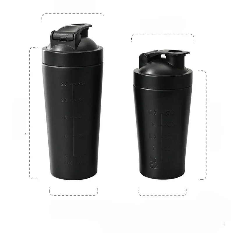 500ML/750ML Stainless Steel Protein Powder Shaker Bottle with Steel Ball and Scale Leak Proof Gym Fitness Sport Whey Shakes Cup - Image 11