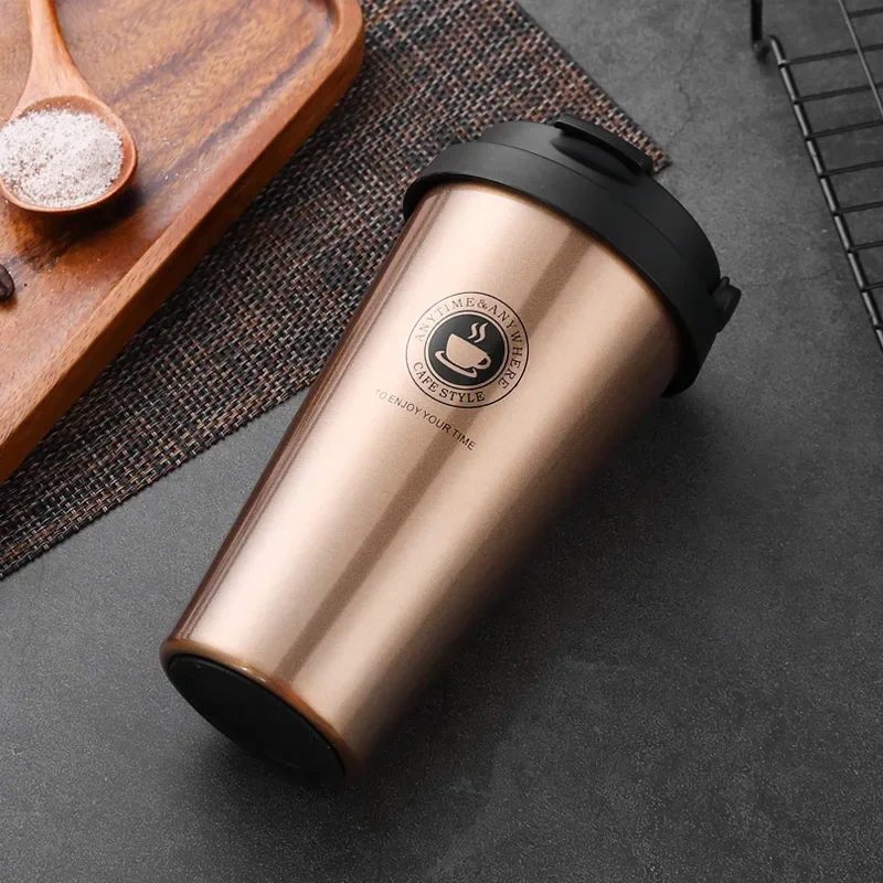 500ml Insulated Travel Coffee Cup Double Wall Leak-Proof Thermos Mug Vacuum Stainless Steel Tea Tumbler with Lid and Handle - Image 10