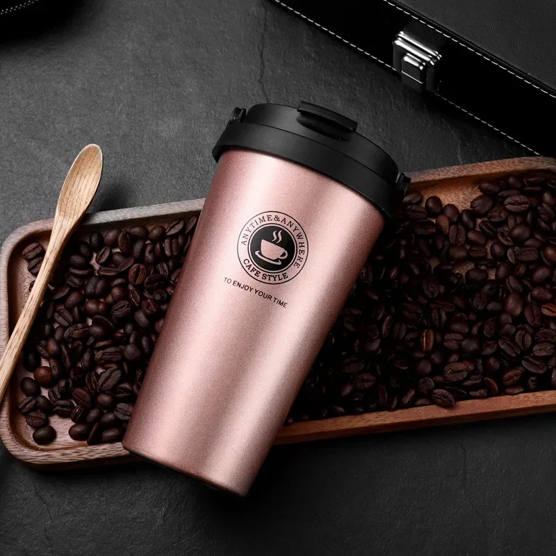 500ml Insulated Travel Coffee Cup Double Wall Leak-Proof Thermos Mug Vacuum Stainless Steel Tea Tumbler with Lid and Handle - Image 12