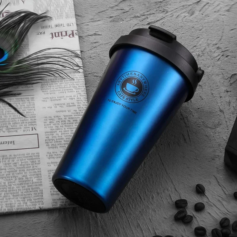 500ml Insulated Travel Coffee Cup Double Wall Leak-Proof Thermos Mug Vacuum Stainless Steel Tea Tumbler with Lid and Handle - Image 13