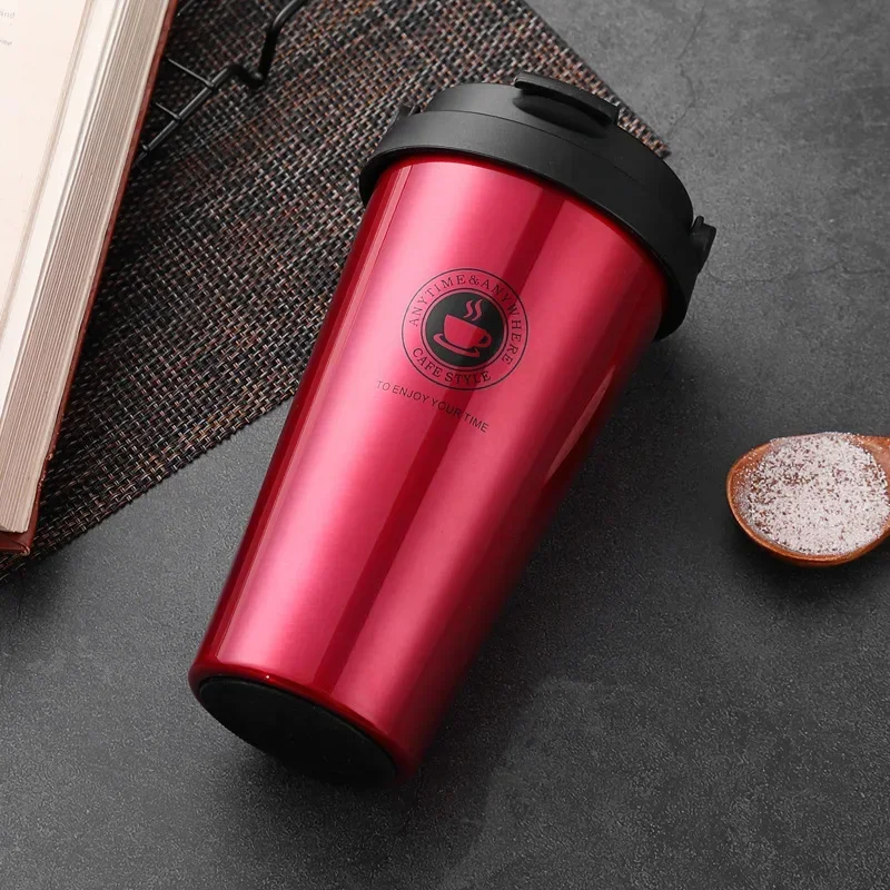 500ml Insulated Travel Coffee Cup Double Wall Leak-Proof Thermos Mug Vacuum Stainless Steel Tea Tumbler with Lid and Handle - Image 14