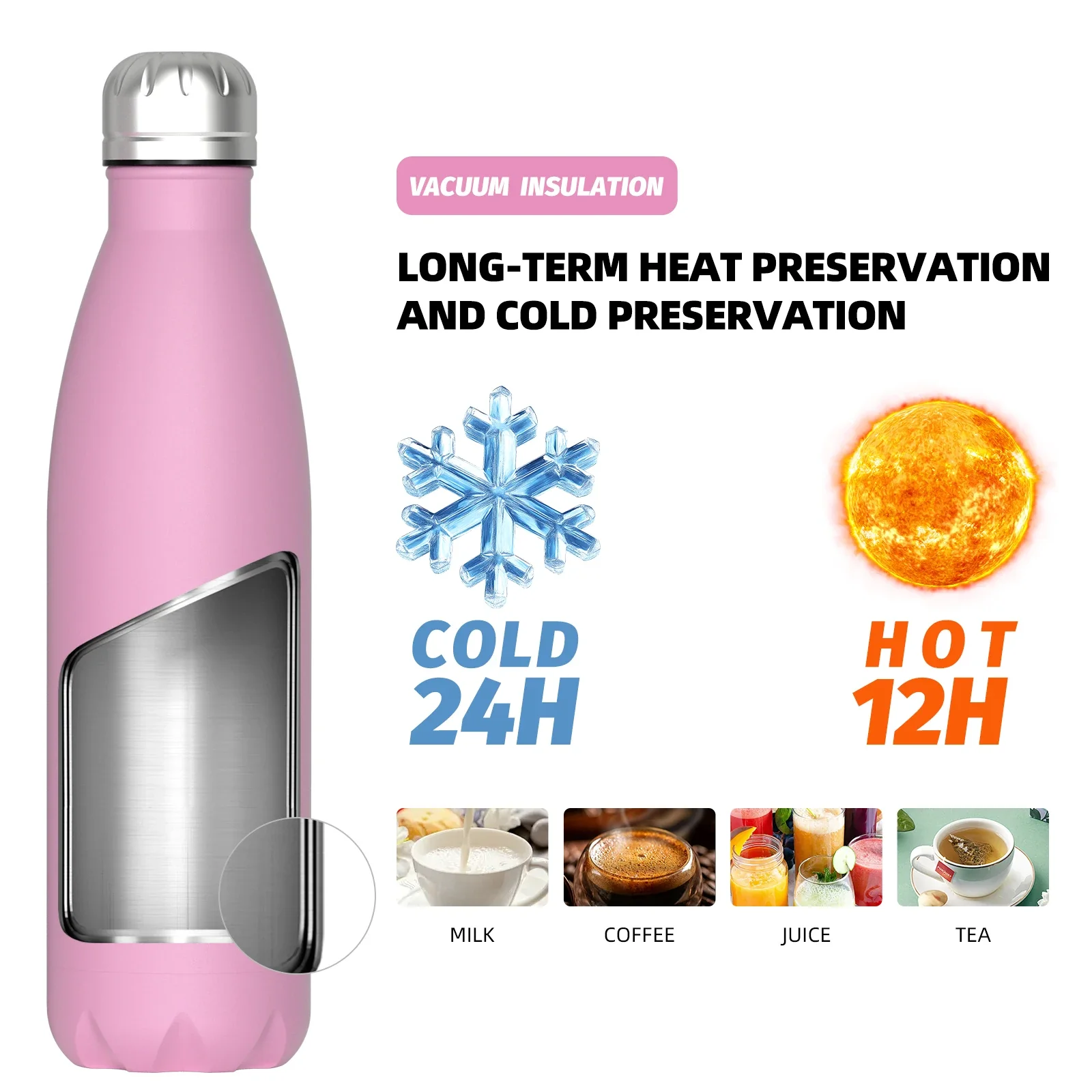 500ML Stainless Steel Thermal Bottle Double Vacuum Flasks Insulated Cup for Hot and Cold Sports Water Bottle Car Travel Mug - Image 5