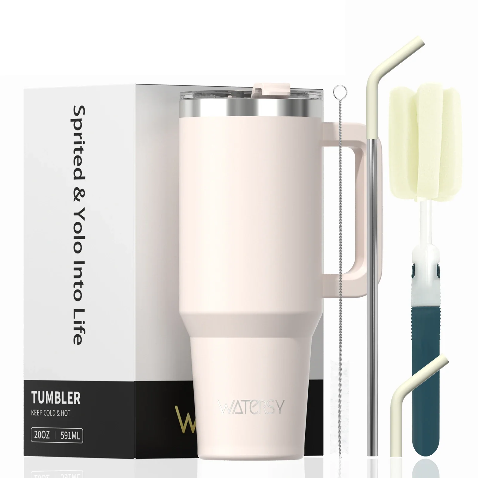 591ml Stainless Steel Insulated Cup 20oz Tumbler with Handle and Straw Keep Cold and Hot Thermal Mug Portable Car Travel Mug - Image 12
