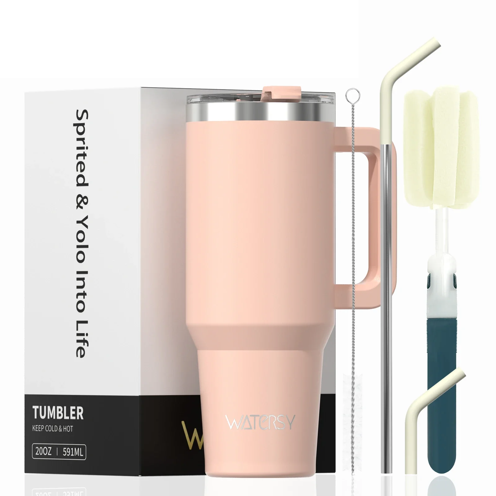 591ml Stainless Steel Insulated Cup 20oz Tumbler with Handle and Straw Keep Cold and Hot Thermal Mug Portable Car Travel Mug - Image 7