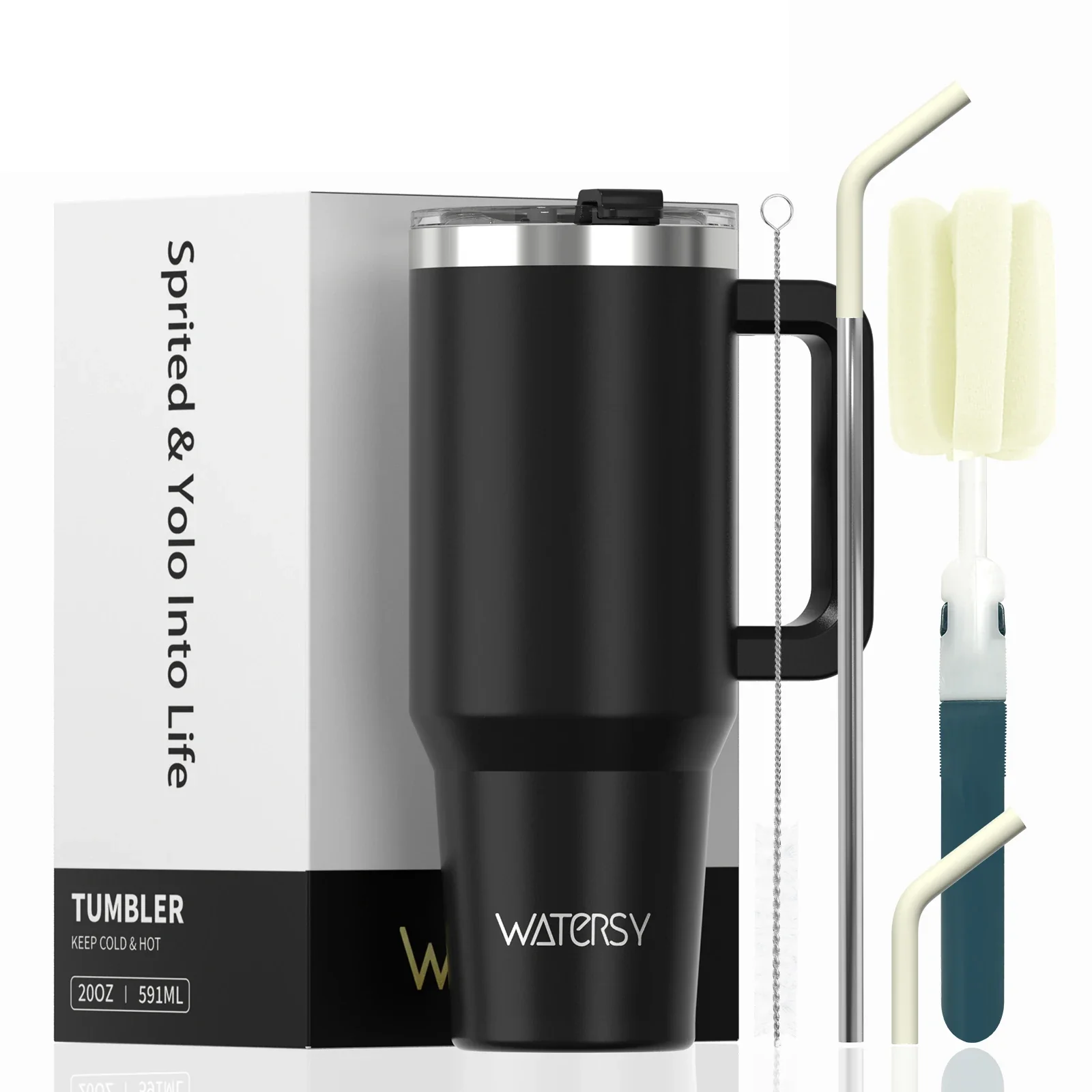 591ml Stainless Steel Insulated Cup 20oz Tumbler with Handle and Straw Keep Cold and Hot Thermal Mug Portable Car Travel Mug - Image 11