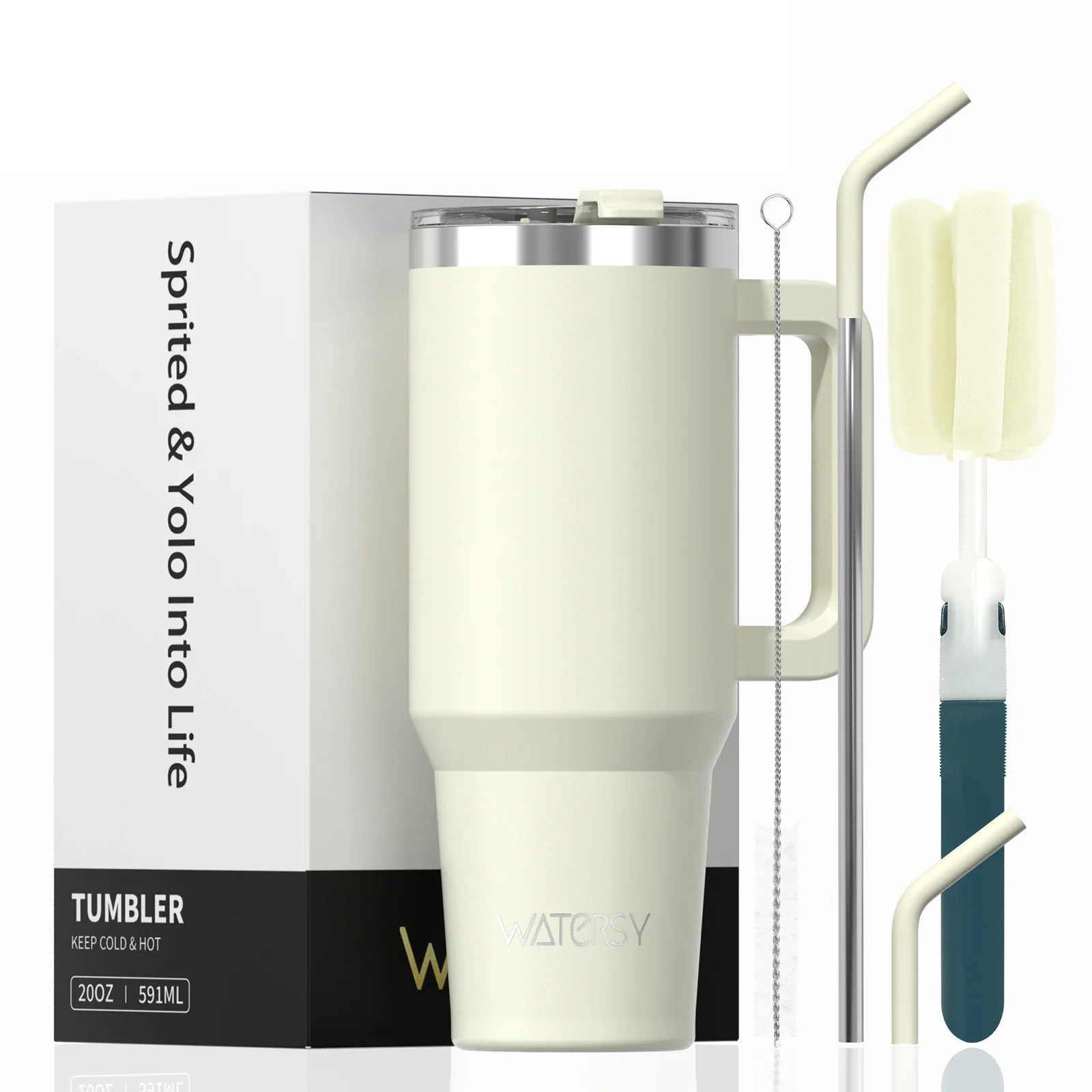 591ml Stainless Steel Insulated Cup 20oz Tumbler with Handle and Straw Keep Cold and Hot Thermal Mug Portable Car Travel Mug - Image 12