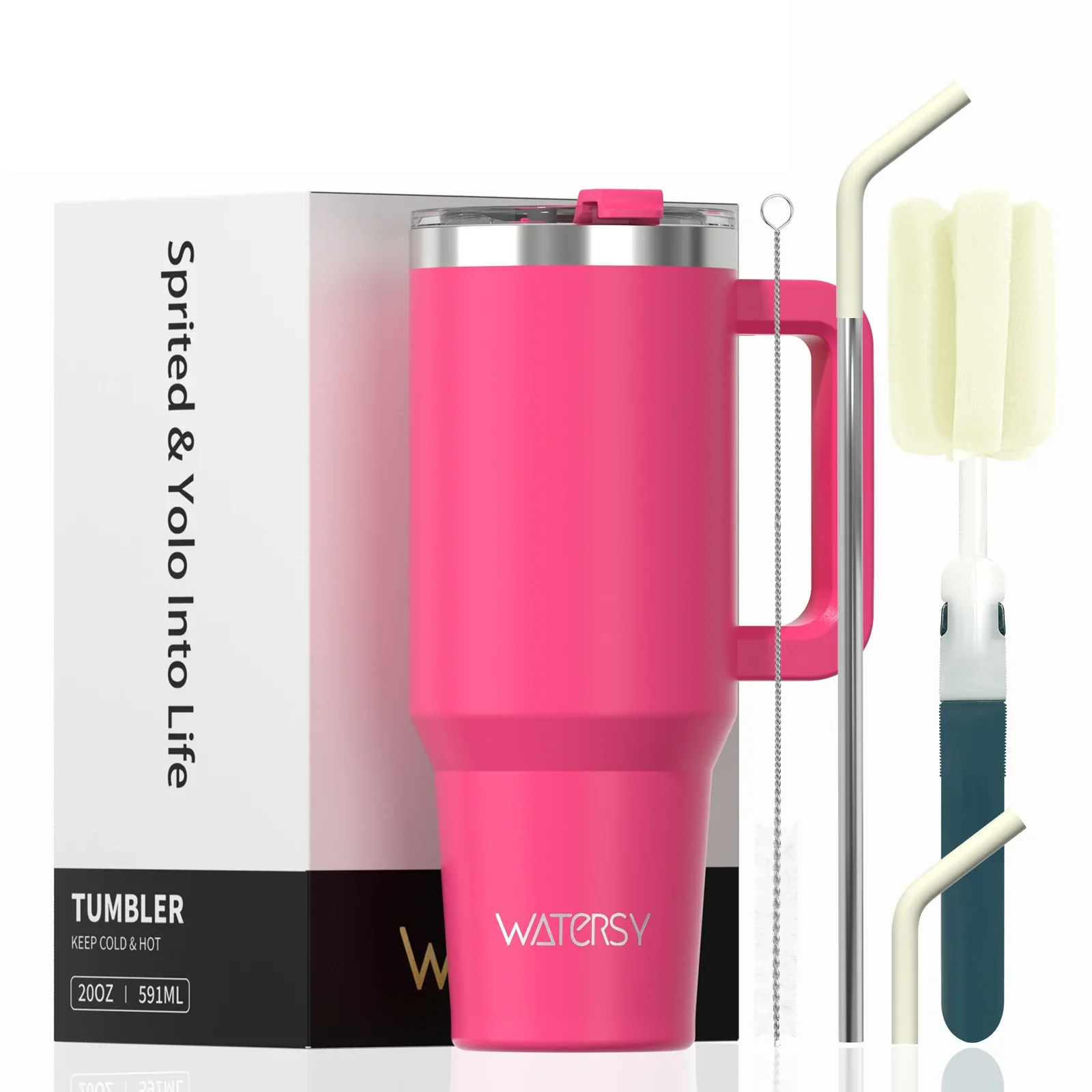 591ml Stainless Steel Insulated Cup 20oz Tumbler with Handle and Straw Keep Cold and Hot Thermal Mug Portable Car Travel Mug - Image 14