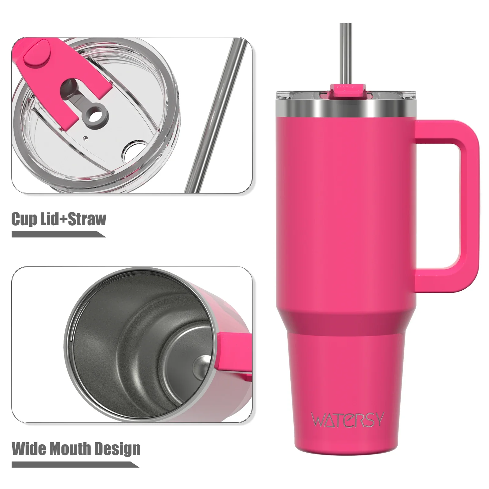 591ml Stainless Steel Insulated Cup 20oz Tumbler with Handle and Straw Keep Cold and Hot Thermal Mug Portable Car Travel Mug - Image 3