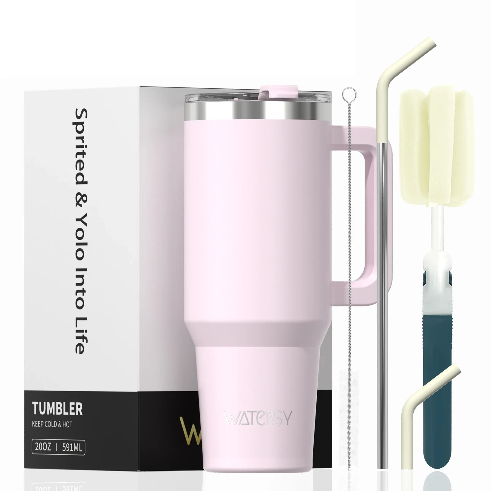 591ml Stainless Steel Insulated Cup 20oz Tumbler with Handle and Straw Keep Cold and Hot Thermal Mug Portable Car Travel Mug - Image 7