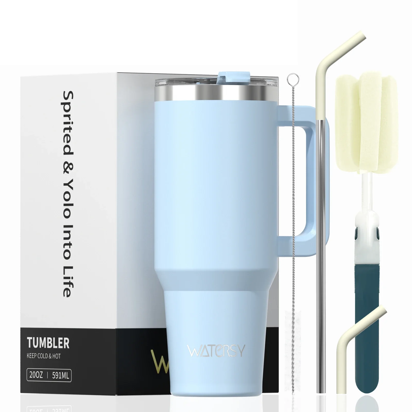 591ml Stainless Steel Insulated Cup 20oz Tumbler with Handle and Straw Keep Cold and Hot Thermal Mug Portable Car Travel Mug - Image 8