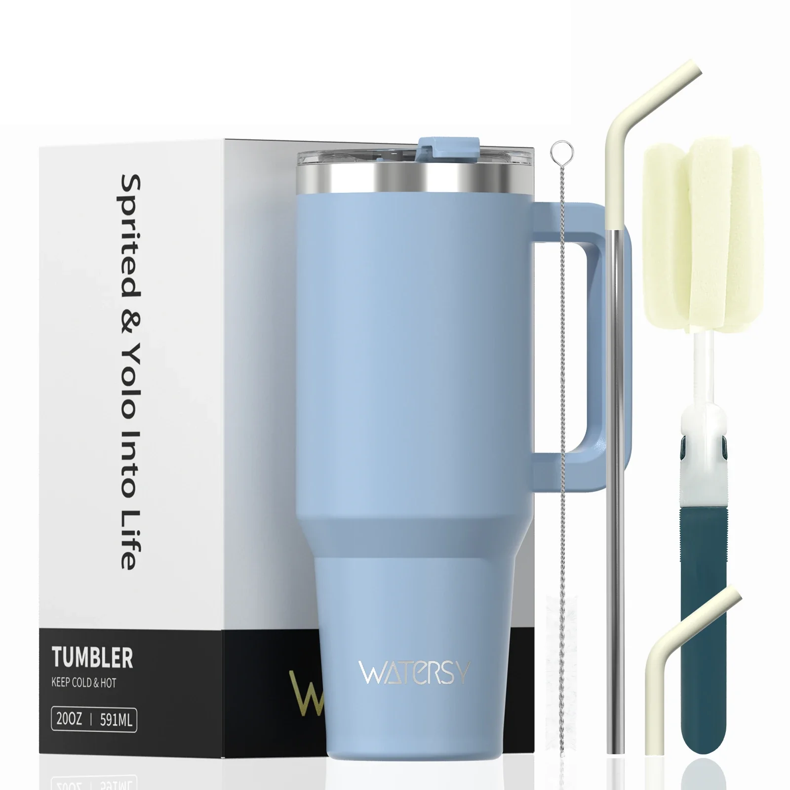 591ml Stainless Steel Insulated Cup 20oz Tumbler with Handle and Straw Keep Cold and Hot Thermal Mug Portable Car Travel Mug - Image 9