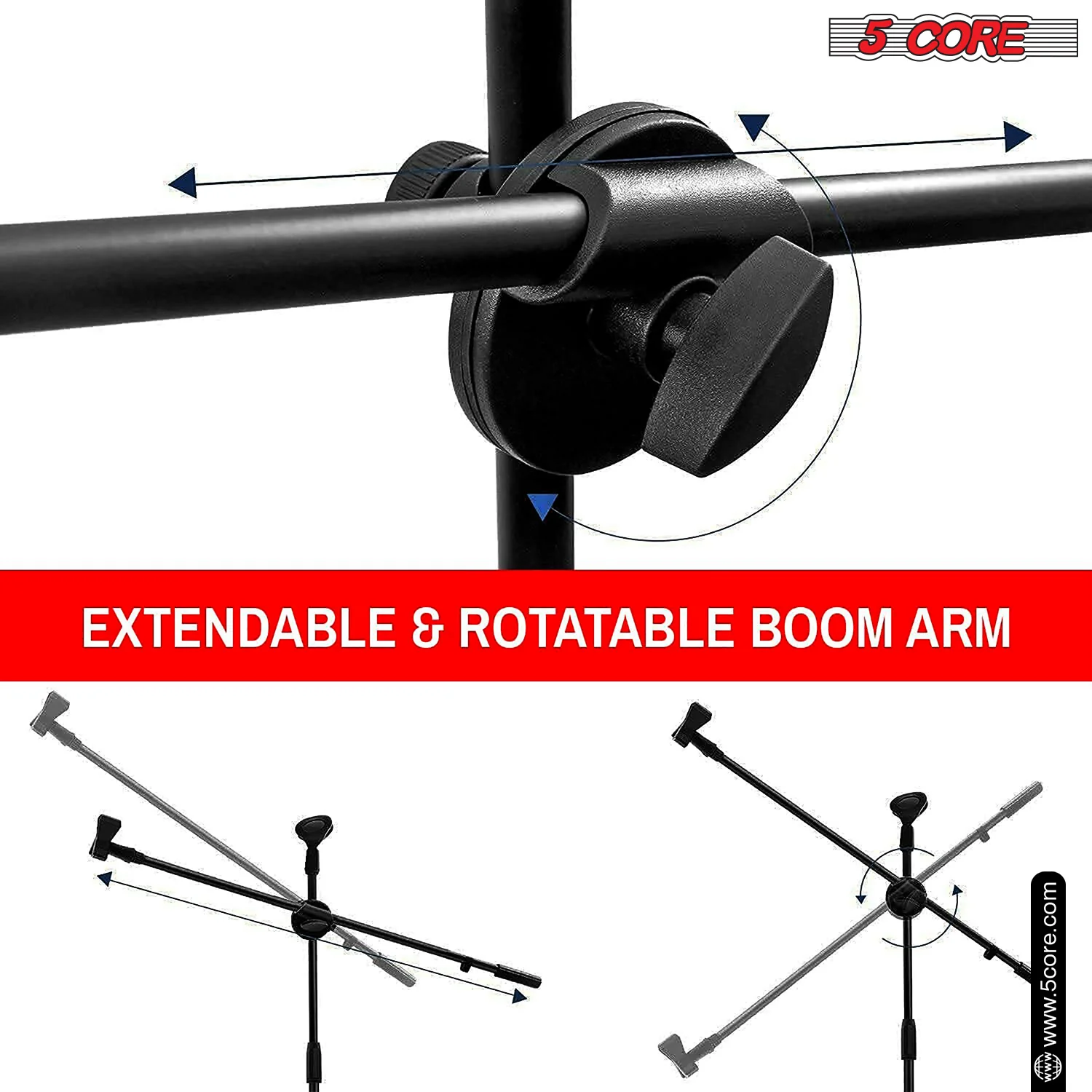 5Core Tripod Mic Stand Heavy Duty Adjustable Floor Microphone Boom Arm Pedestal Para Microfono - MS DBL - Image 13