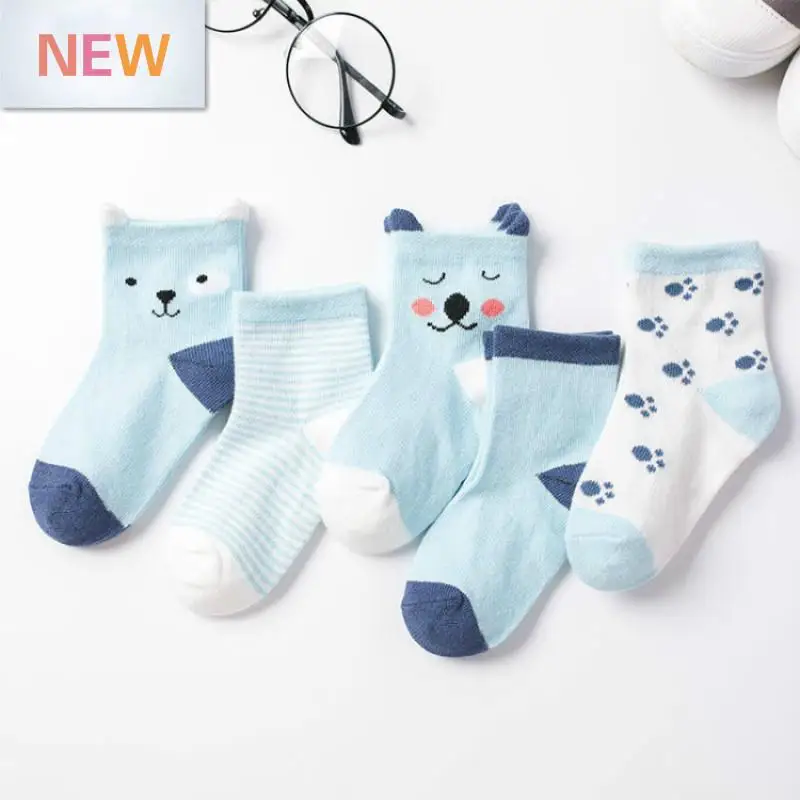 5Pairs Baby Socks Newborn Baby Boy Socks 0-1-3-7Y Kids Pure Cotton Animal Design Fadeless Soft Children's Socks for Girls - Image 12