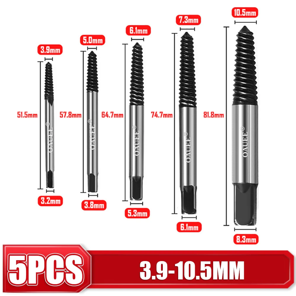 5pcs Hex Screw Extractors Tool Center Drill Bits Guide Set Damaged Bolt Remover Removal Tools Speed Easy Out Set Power Tool - Image 7