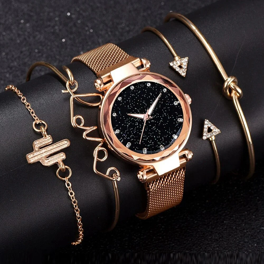 5PCS Watch Set Luxury Magnet Buckle Women Watches Dropshipping Bracelet Ladies Quartz Wrist Watch Female Clock Gift Reloj Mujer - Image 15