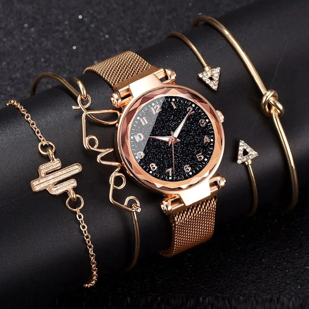 5PCS Watch Set Luxury Magnet Buckle Women Watches Dropshipping Bracelet Ladies Quartz Wrist Watch Female Clock Gift Reloj Mujer - Image 9