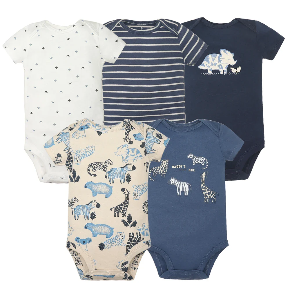 5Pieces Unisex Baby Bodysuits Fashion Body Suits Short Sleeve Newborn Infant Jumpsuit Cartoon Baby Boy Girl Clothes Set Summer - Image 8