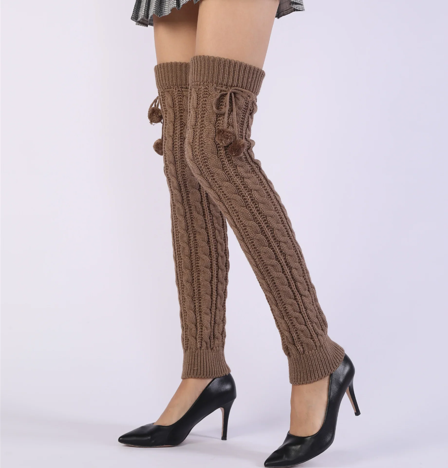 65cm Women's Long Leg Warmers Thickened Over Knee Warm Boot Cover Lolita Knitted Crochet Socks Boot Cuffs Pile Socks Party Dance - Image 18